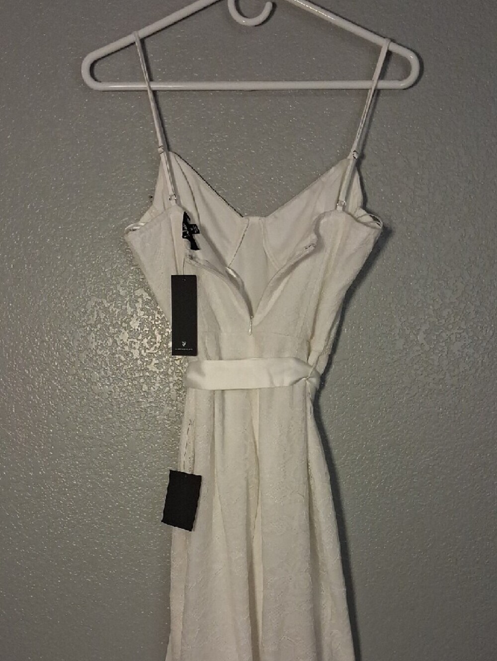 Lulu's White Lace-Trim Slip Dress with Tie Waist - Picture 3 of 5
